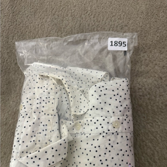 Madewell Oversized White W/Black Mini Polka Dot Long Sleeve Button Up Shirt Lg - Picture 9 of 9